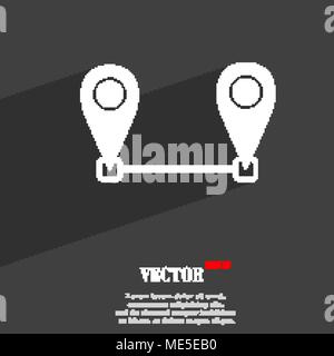 Map pointer  icon symbol Flat modern web design with long shadow and space for your text. Vector illustration Stock Vector