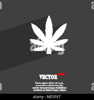 Cannabis leaf  icon symbol Flat modern web design with long shadow and space for your text. Vector illustration Stock Vector