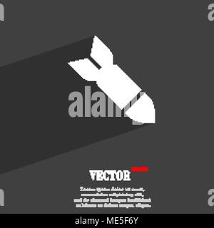 Missile,Rocket weapon  icon symbol Flat modern web design with long shadow and space for your text. Vector illustration Stock Vector