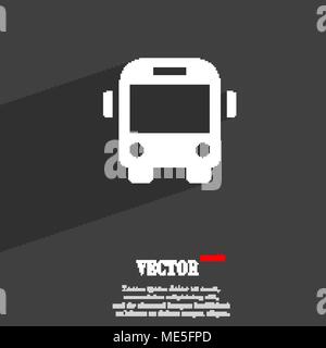 Bus  icon symbol Flat modern web design with long shadow and space for your text. Vector illustration Stock Vector