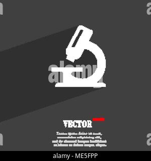 microscope  icon symbol Flat modern web design with long shadow and space for your text. Vector illustration Stock Vector