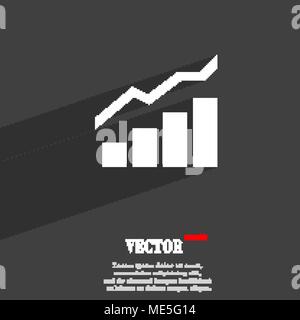Growth and development concept. graph of Rate  icon symbol Flat modern web design with long shadow and space for your text. Vector illustration Stock Vector
