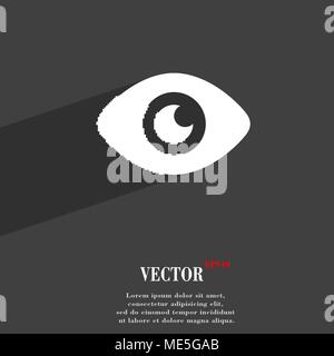 Eye, Publish content  icon symbol Flat modern web design with long shadow and space for your text. Vector illustration Stock Vector