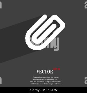 Paper Clip  icon symbol Flat modern web design with long shadow and space for your text. Vector illustration Stock Vector
