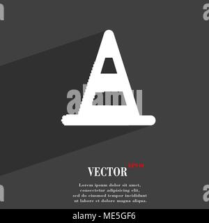 road cone  icon symbol Flat modern web design with long shadow and space for your text. Vector illustration Stock Vector