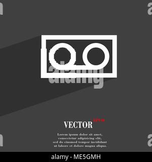 audio cassette icon symbol Flat modern web design with long shadow and space for your text. Vector illustration Stock Vector