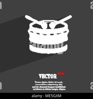 drum icon symbol Flat modern web design with long shadow and space for your text. Vector illustration Stock Vector