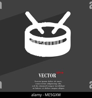 drum icon symbol Flat modern web design with long shadow and space for your text. Vector illustration Stock Vector