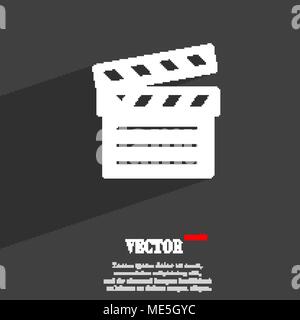 Cinema Clapper  icon symbol Flat modern web design with long shadow and space for your text. Vector illustration Stock Vector