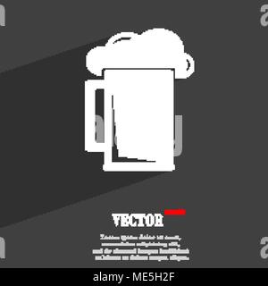 glass of beer icon symbol Flat modern web design with long shadow and space for your text. Vector illustration Stock Vector