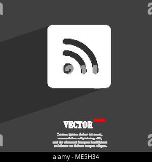RSS feed  icon symbol Flat modern web design with long shadow and space for your text. Vector illustration Stock Vector
