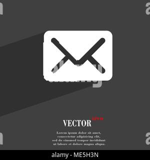 Mail, envelope, letter icon symbol Flat modern web design with long shadow and space for your text. Vector illustration Stock Vector