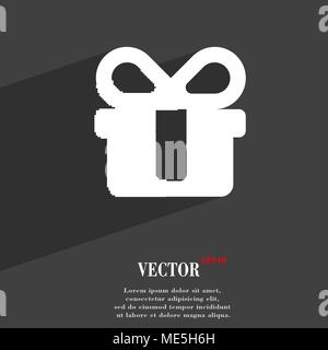 gift icon symbol Flat modern web design with long shadow and space for your text. Vector illustration Stock Vector