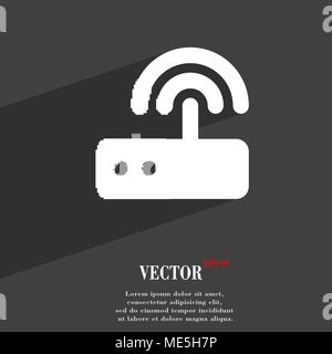 Wi fi router icon symbol Flat modern web design with long shadow and space for your text. Vector illustration Stock Vector
