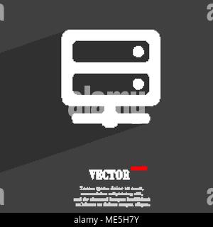 Server icon symbol Flat modern web design with long shadow and space for your text. Vector illustration Stock Vector
