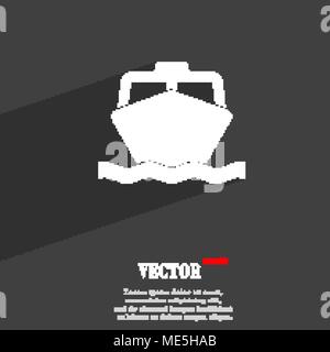 the boat icon symbol Flat modern web design with long shadow and space for your text. Vector illustration Stock Vector
