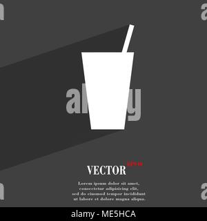cocktail icon symbol Flat modern web design with long shadow and space for your text. Vector illustration Stock Vector