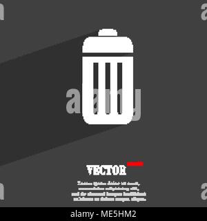 The trash icon symbol Flat modern web design with long shadow and space for your text. Vector illustration Stock Vector