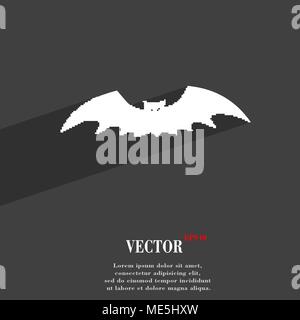 bat icon symbol Flat modern web design with long shadow and space for your text. Vector illustration Stock Vector