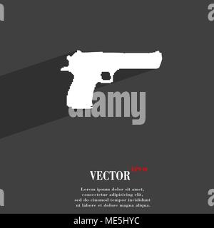gun icon symbol Flat modern web design with long shadow and space for your text. Vector illustration Stock Vector