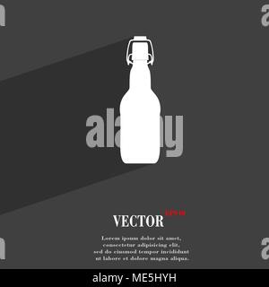 bottle icon symbol Flat modern web design with long shadow and space for your text. Vector illustration Stock Vector