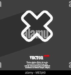 Cancel icon symbol Flat modern web design with long shadow and space for your text. Vector illustration Stock Vector