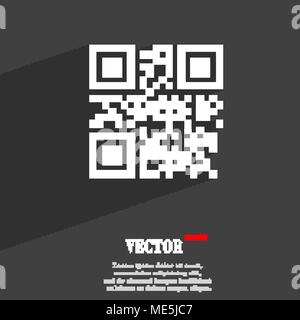 Qr code icon symbol Flat modern web design with long shadow and space for your text. Vector illustration Stock Vector