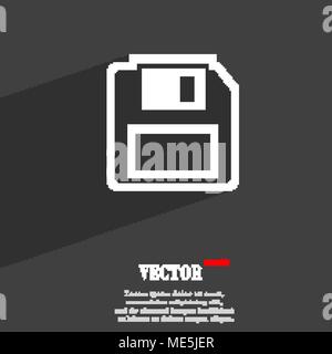 floppy disk icon symbol Flat modern web design with long shadow and space for your text. Vector illustration Stock Vector