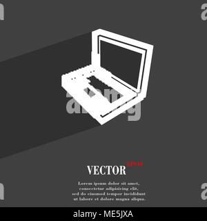 Laptop icon symbol Flat modern web design with long shadow and space for your text. Vector illustration Stock Vector