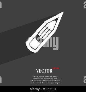 Pencil icon symbol Flat modern web design with long shadow and space for your text. Vector illustration Stock Vector