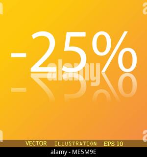 25 percent discount icon symbol Flat modern web design with reflection and space for your text. Vector illustration Stock Vector