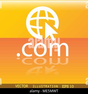 Domain COM icon symbol Flat modern web design with reflection and space for your text. Vector illustration Stock Vector