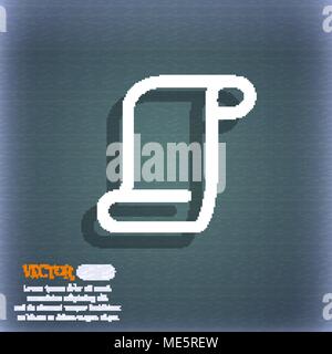 paper scroll  icon symbol on the blue-green abstract background with shadow and space for your text. Vector illustration Stock Vector