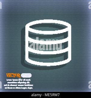 Hard disk and database  icon symbol on the blue-green abstract background with shadow and space for your text. Vector illustration Stock Vector