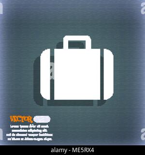 Suitcase  icon symbol on the blue-green abstract background with shadow and space for your text. Vector illustration Stock Vector