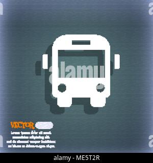 Bus  icon symbol on the blue-green abstract background with shadow and space for your text. Vector illustration Stock Vector