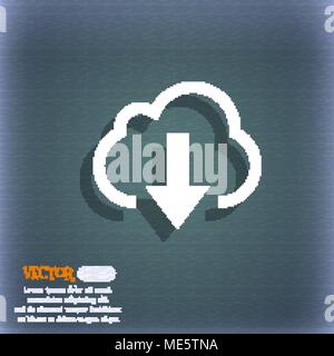 Download from cloud  icon symbol on the blue-green abstract background with shadow and space for your text. Vector illustration Stock Vector