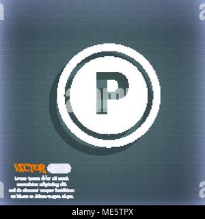 Car parking  icon symbol on the blue-green abstract background with shadow and space for your text. Vector illustration Stock Vector