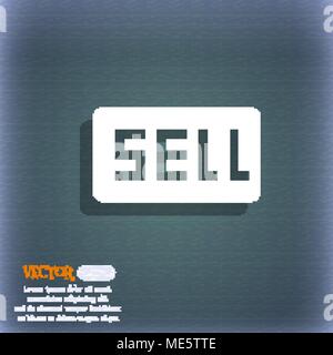 Sell, Contributor earnings  icon symbol on the blue-green abstract background with shadow and space for your text. Vector illustration Stock Vector