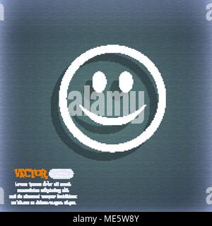 Smile, Happy face  icon symbol on the blue-green abstract background with shadow and space for your text. Vector illustration Stock Vector