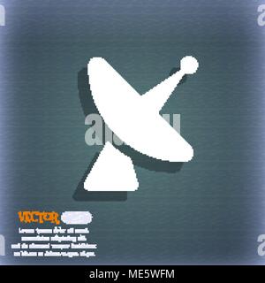 Satellite dish  icon symbol on the blue-green abstract background with shadow and space for your text. Vector illustration Stock Vector