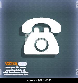 Retro telephone  icon symbol on the blue-green abstract background with shadow and space for your text. Vector illustration Stock Vector