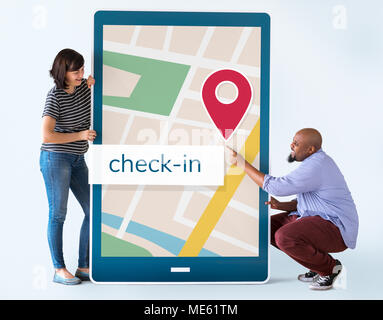 GPS navigation map on digital device Stock Photo