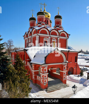 Moscow, Russia - March 18, 2018. Cathedral of Znamensky Monastery in Moscow, Russia, in winter. Stock Photo