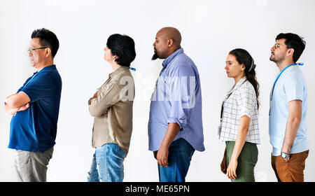Diversity workers standing together in line Stock Photo