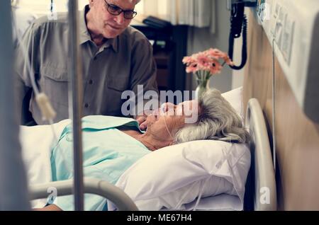 An elderly patient at the hospital Stock Photo