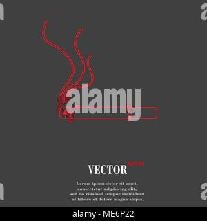 Smoking sign. cigarette Flat modern web button and space for your text. Vector. EPS10 Stock Vector