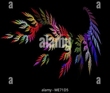 Multicolor fractal flower on black background. Computer generated graphics Stock Photo