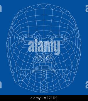 Wire-frame abstract human face Stock Vector