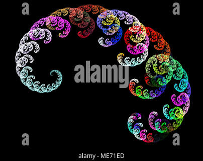 Multicolor fractal flower on black background. Computer generated graphics Stock Photo